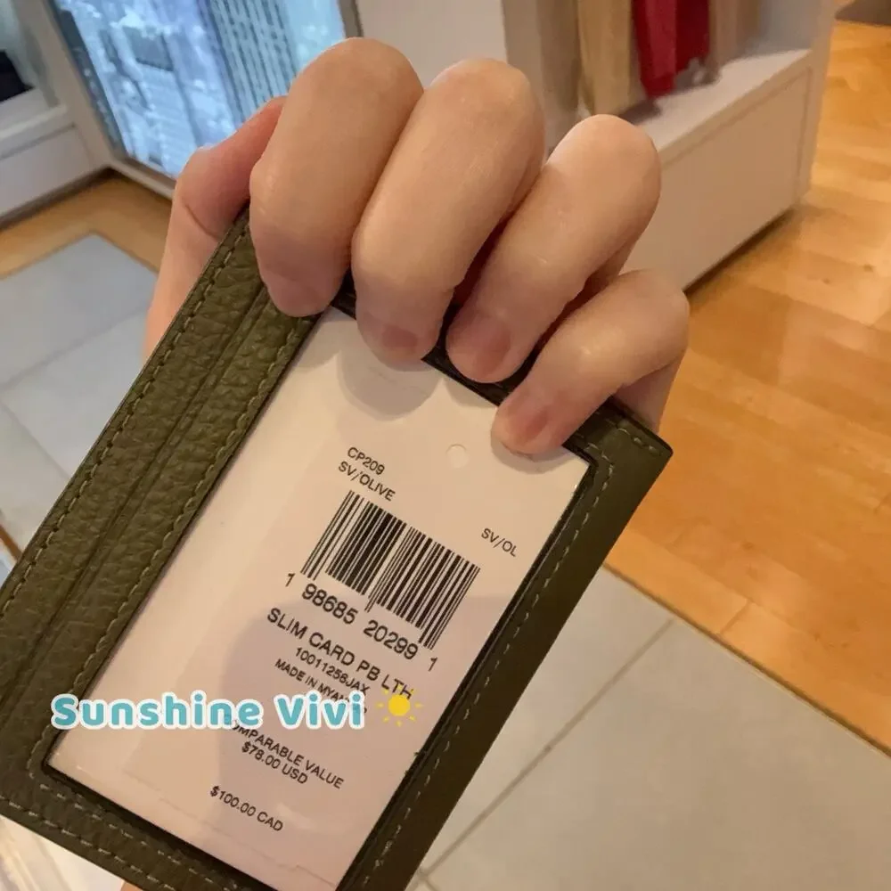 NWT Coach Slim ID Card Case CP209 Olive Leather